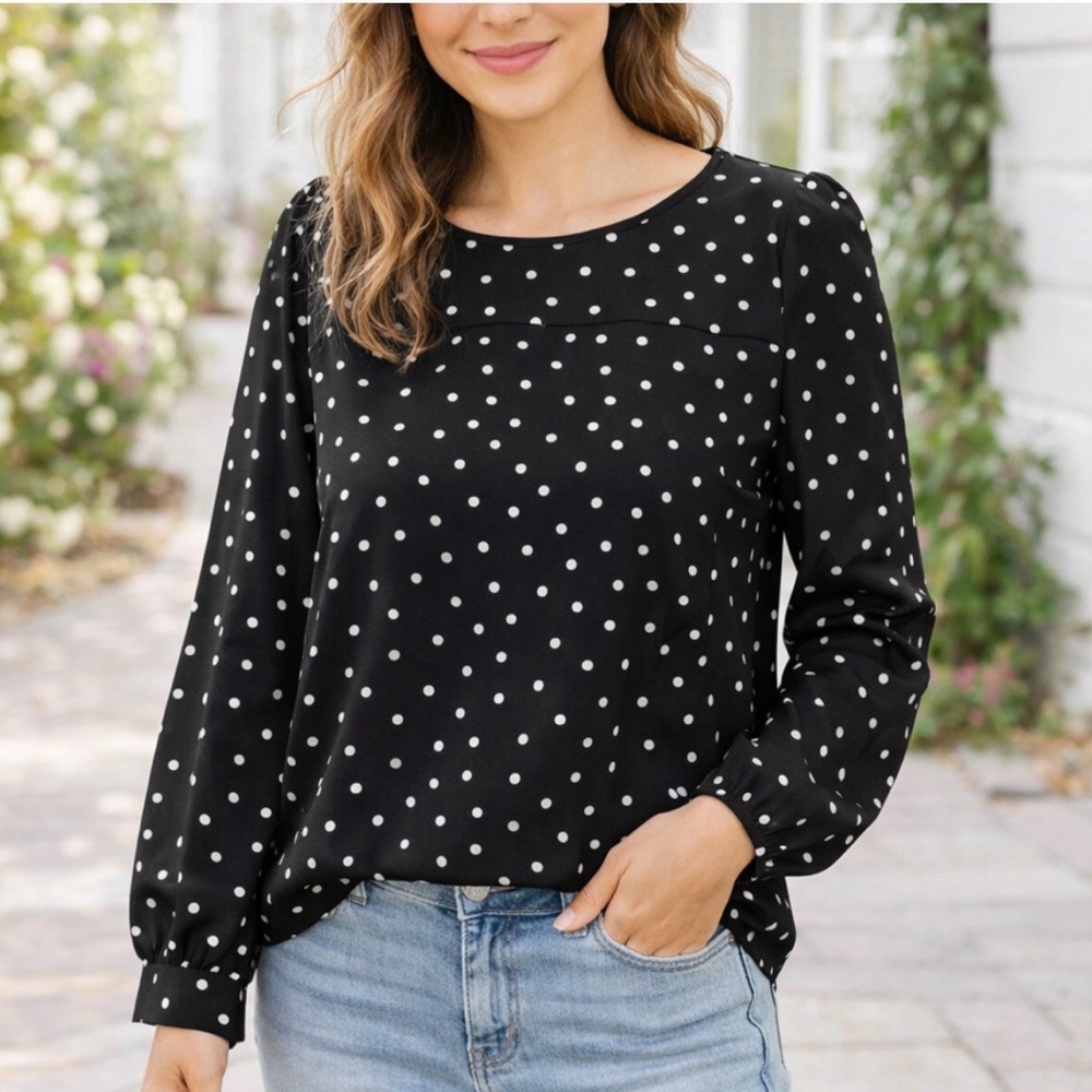 J. Crew Black and White Polka Dot Blouse